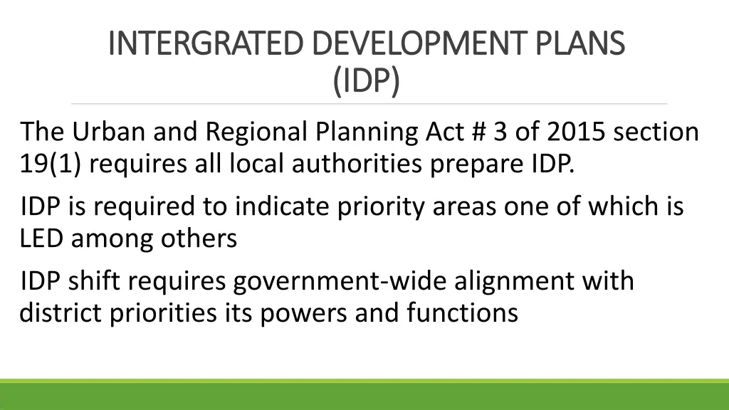 intergrated development plans intergrated