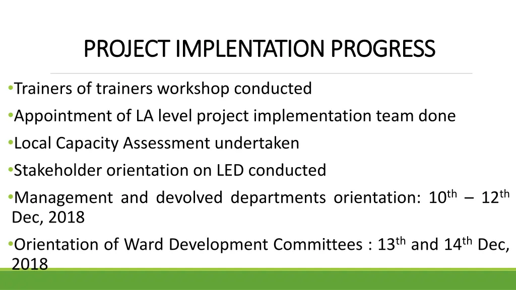 project implentation progress project