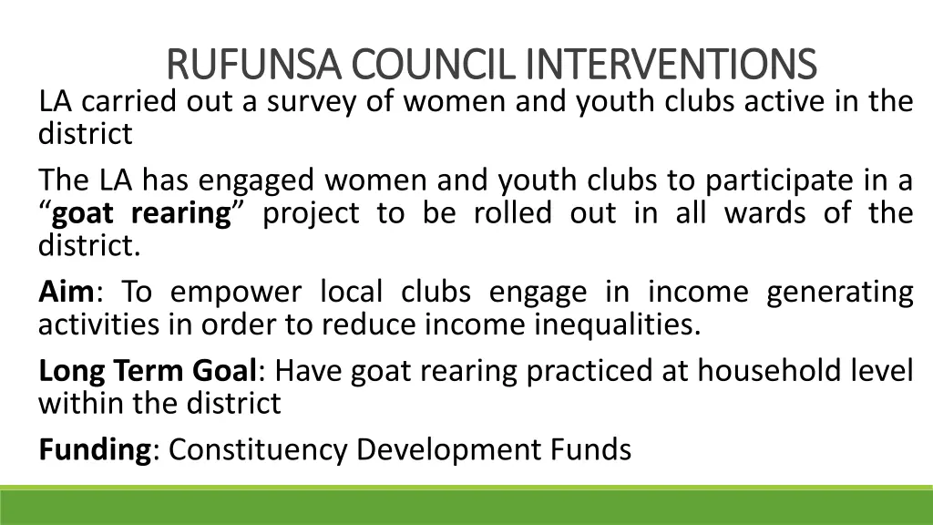 rufunsa council interventions rufunsa council