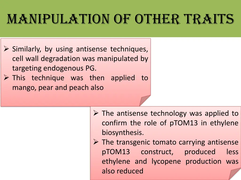 manipulation of other traits