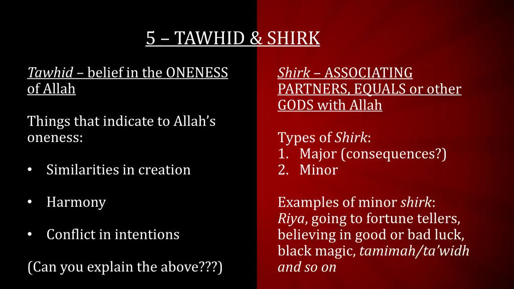 5 tawhid shirk