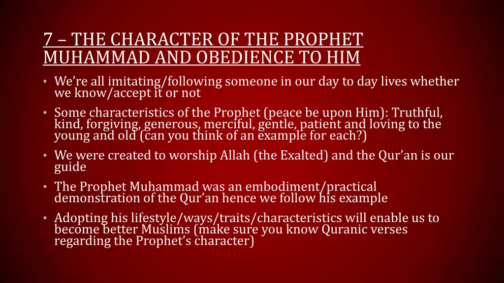 7 the character of the prophet muhammad