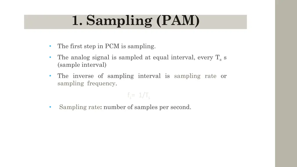 1 sampling pam