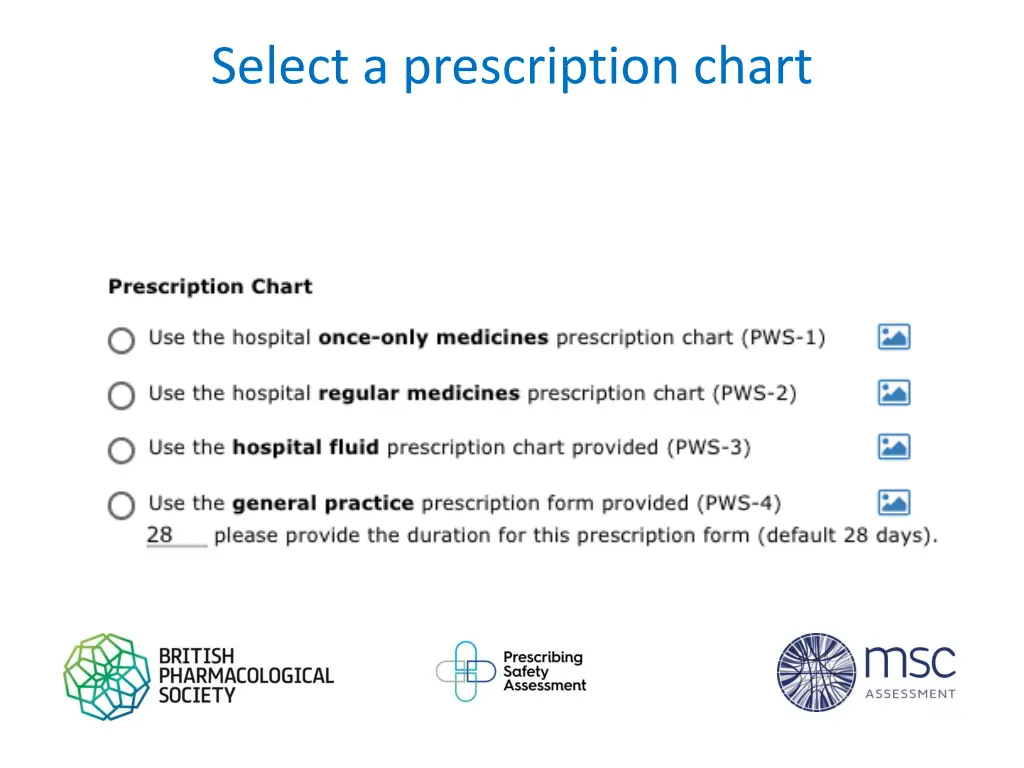 select a prescription chart