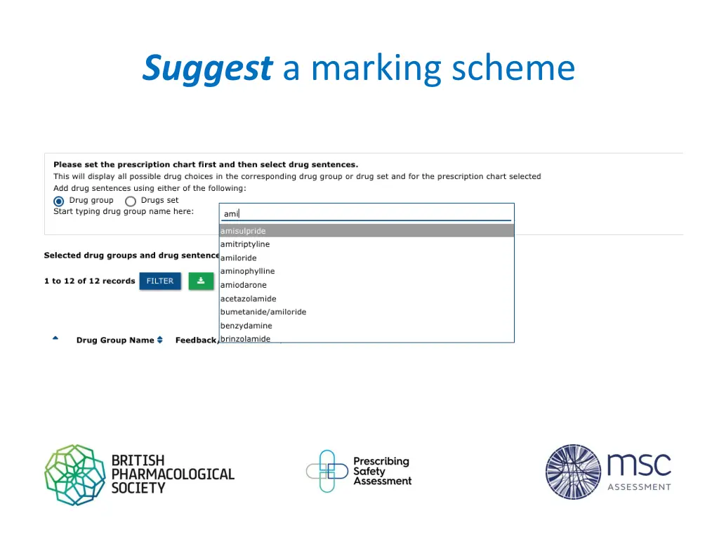 suggest a marking scheme