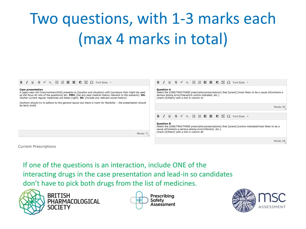 two questions with 1 3 marks each max 4 marks