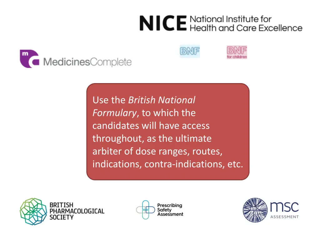 use the british national formulary to which