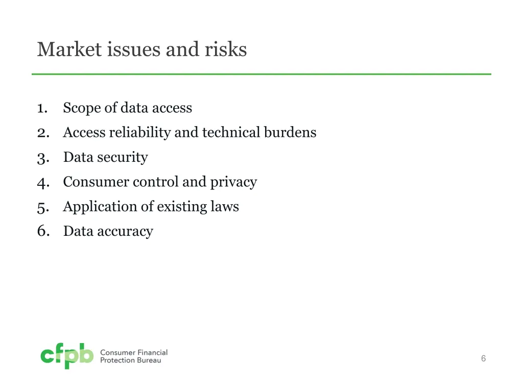 market issues and risks