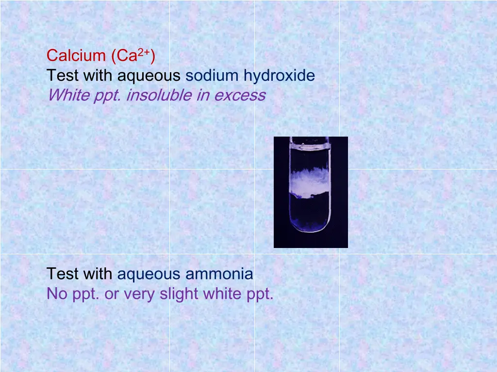 calcium ca 2 test with aqueous sodium hydroxide