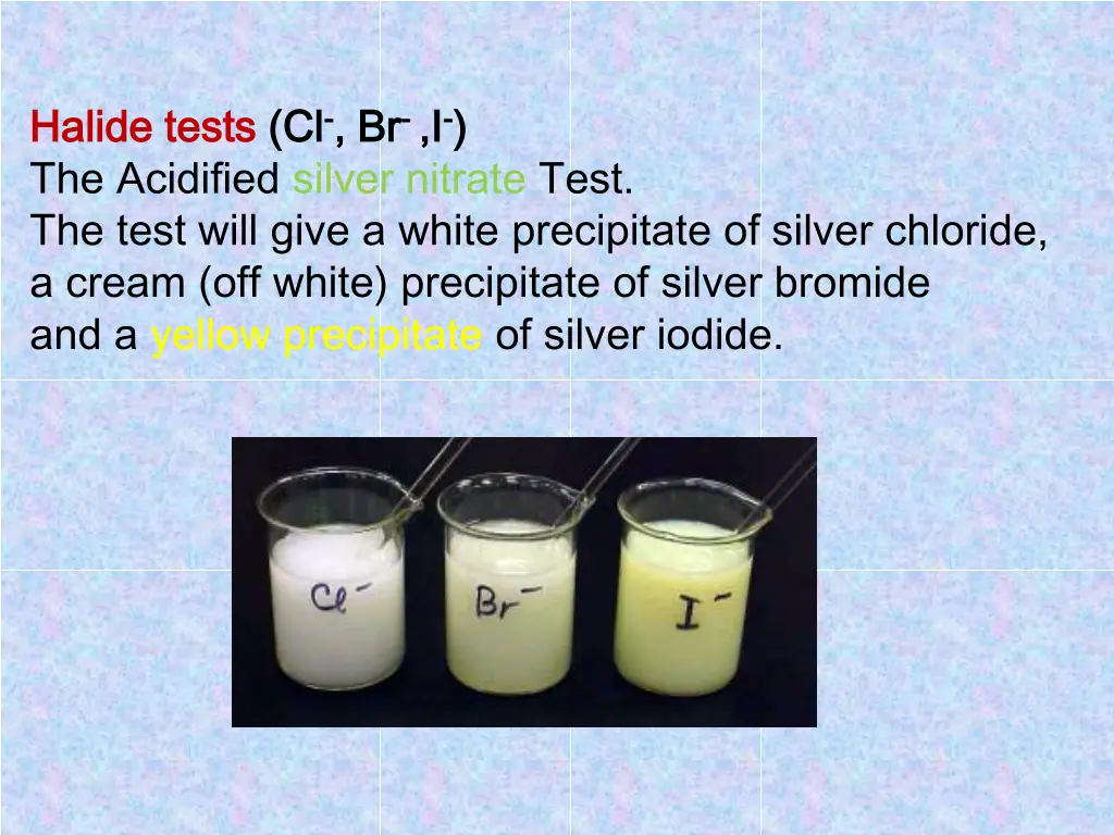 halide tests halide tests cl the acidified silver