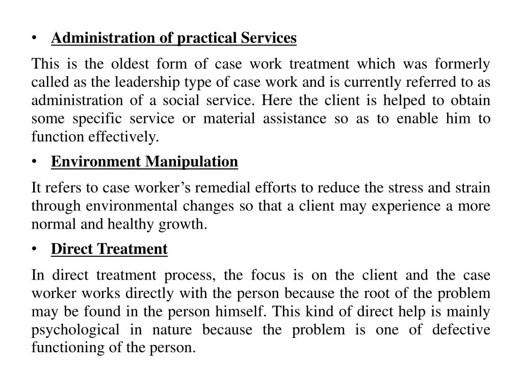 administration of practical services this