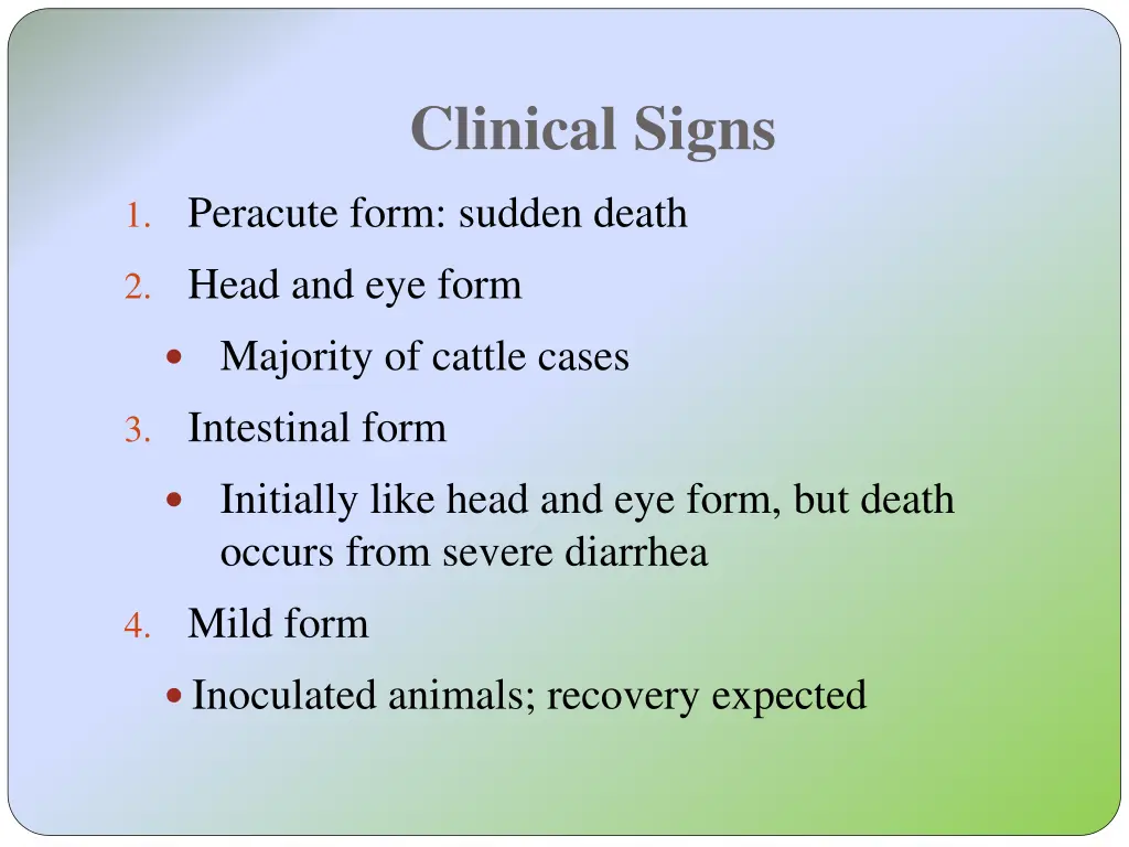 clinical signs