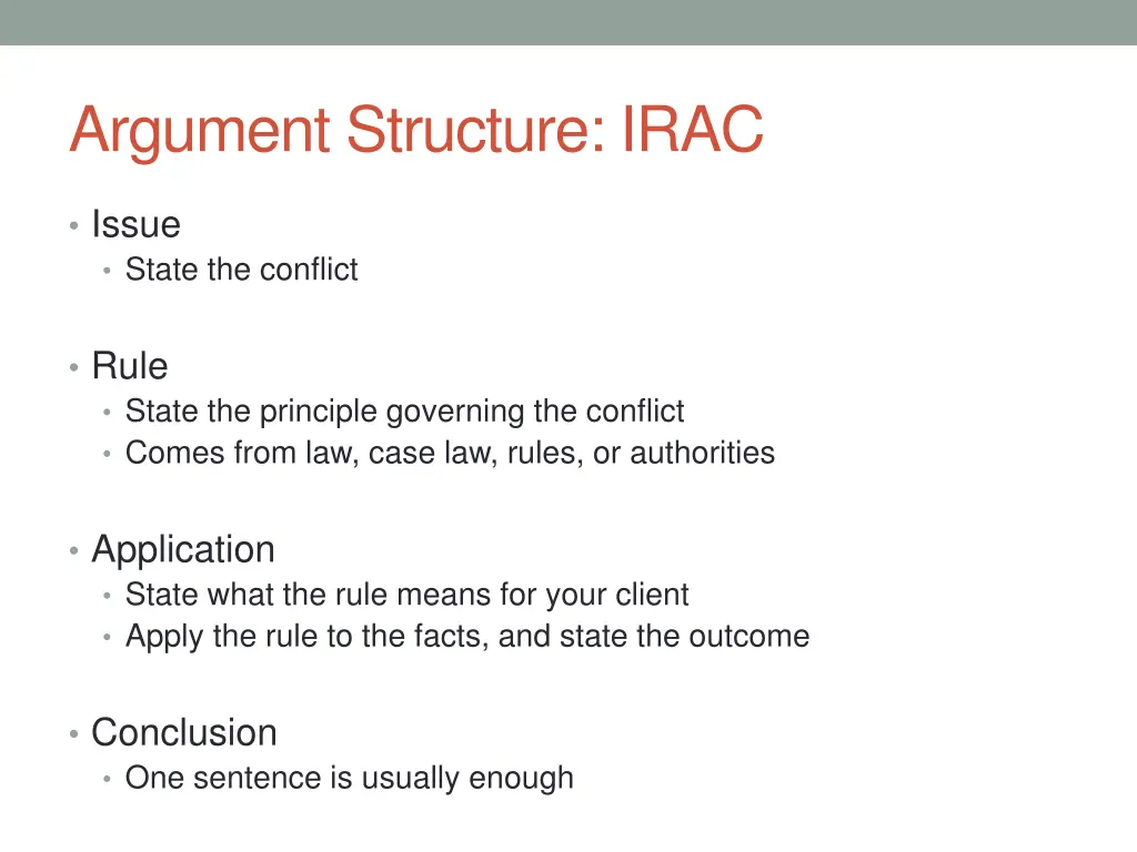 argument structure irac