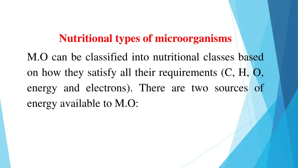 nutritional types of microorganisms