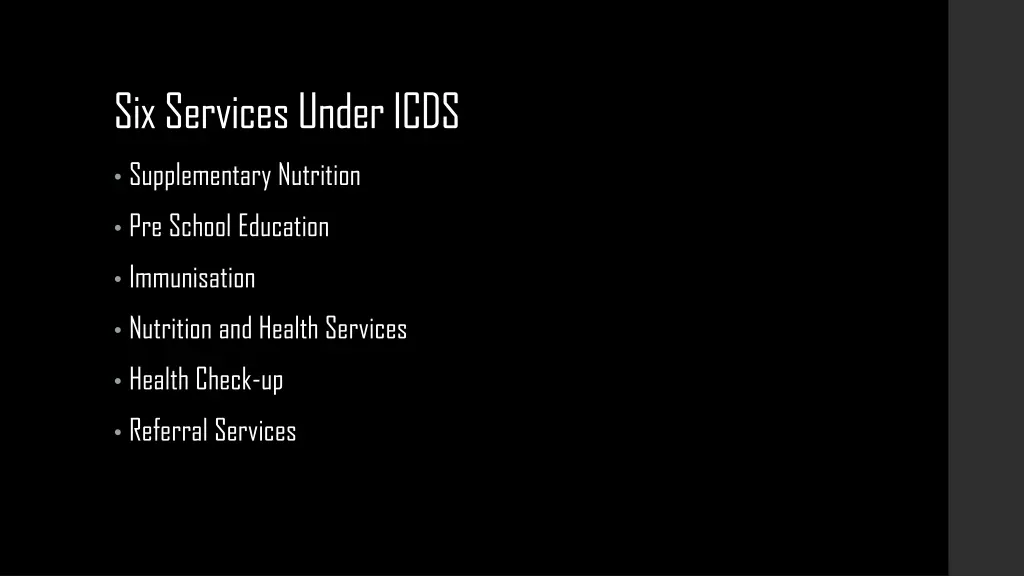 six services under icds