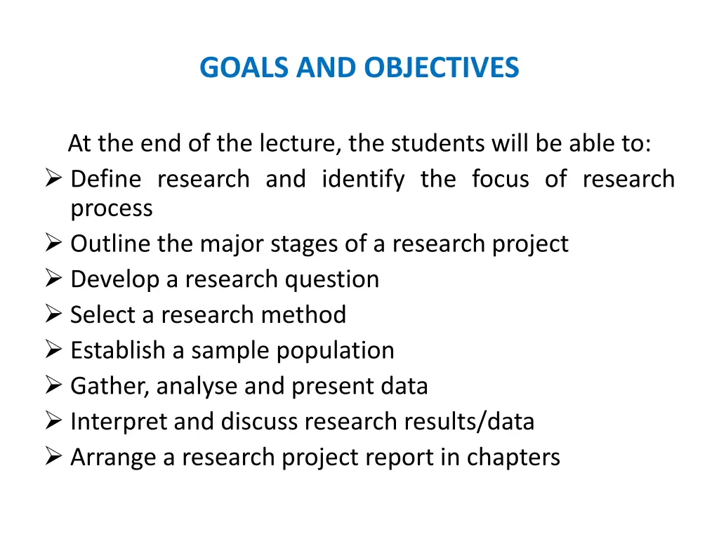 goals and objectives