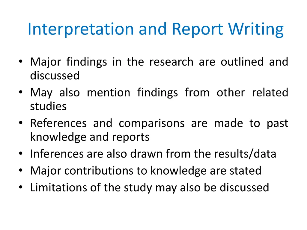 interpretation and report writing