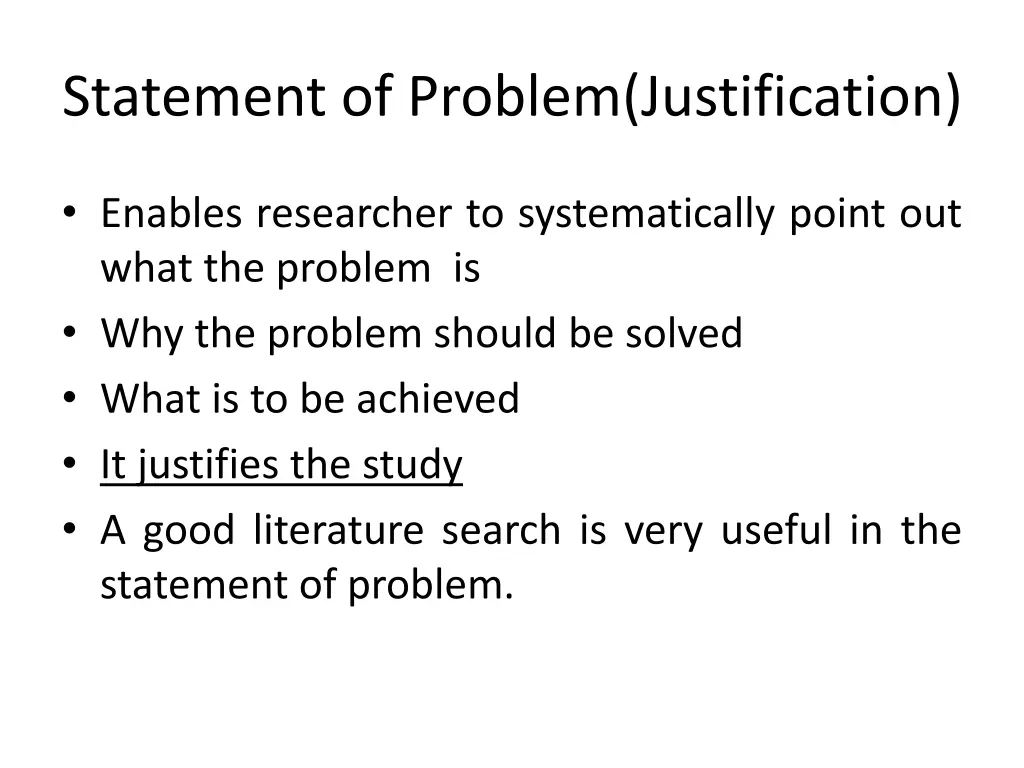 statement of problem justification