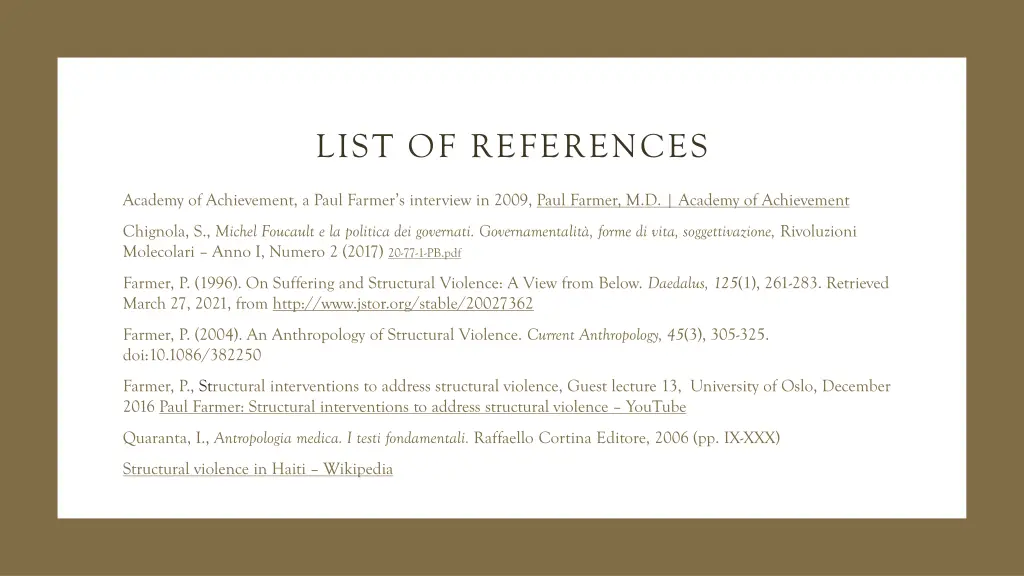 list of references