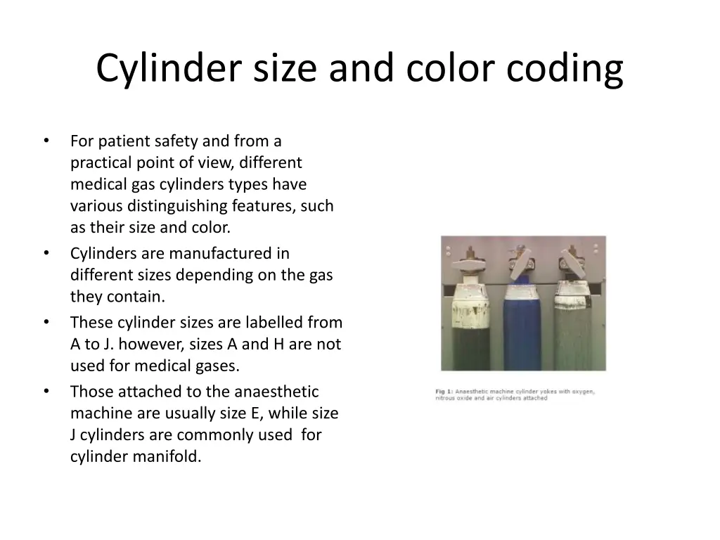 cylinder size and color coding