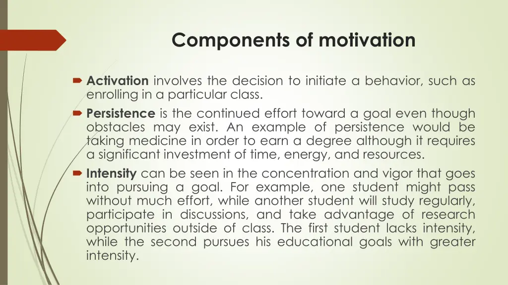 components of motivation