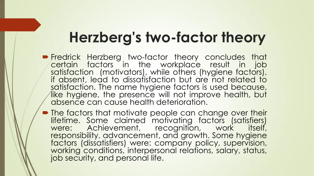 herzberg s two factor theory