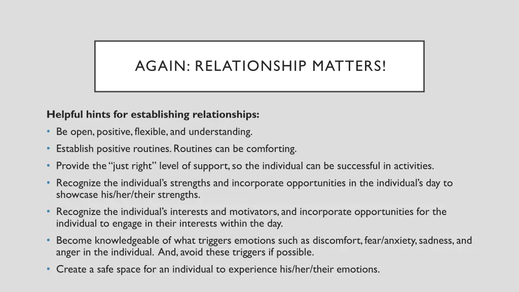 again relationship matters