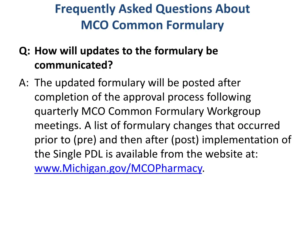 frequently asked questions about mco common 1