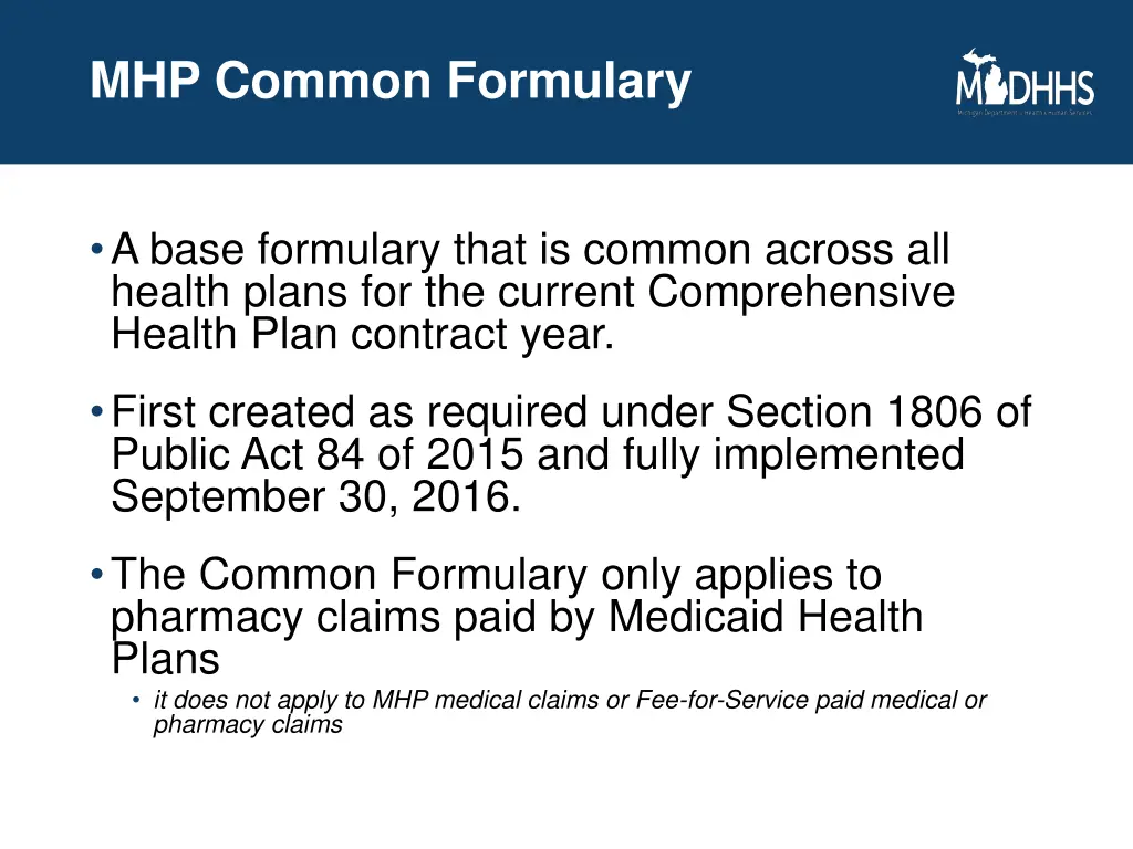 mhp common formulary