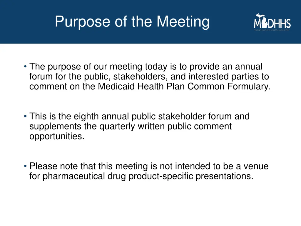 purpose of the meeting