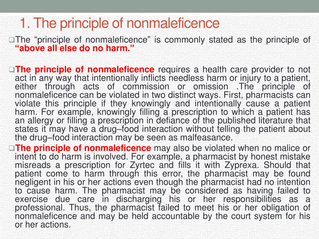 1 the principle of nonmaleficence the principle