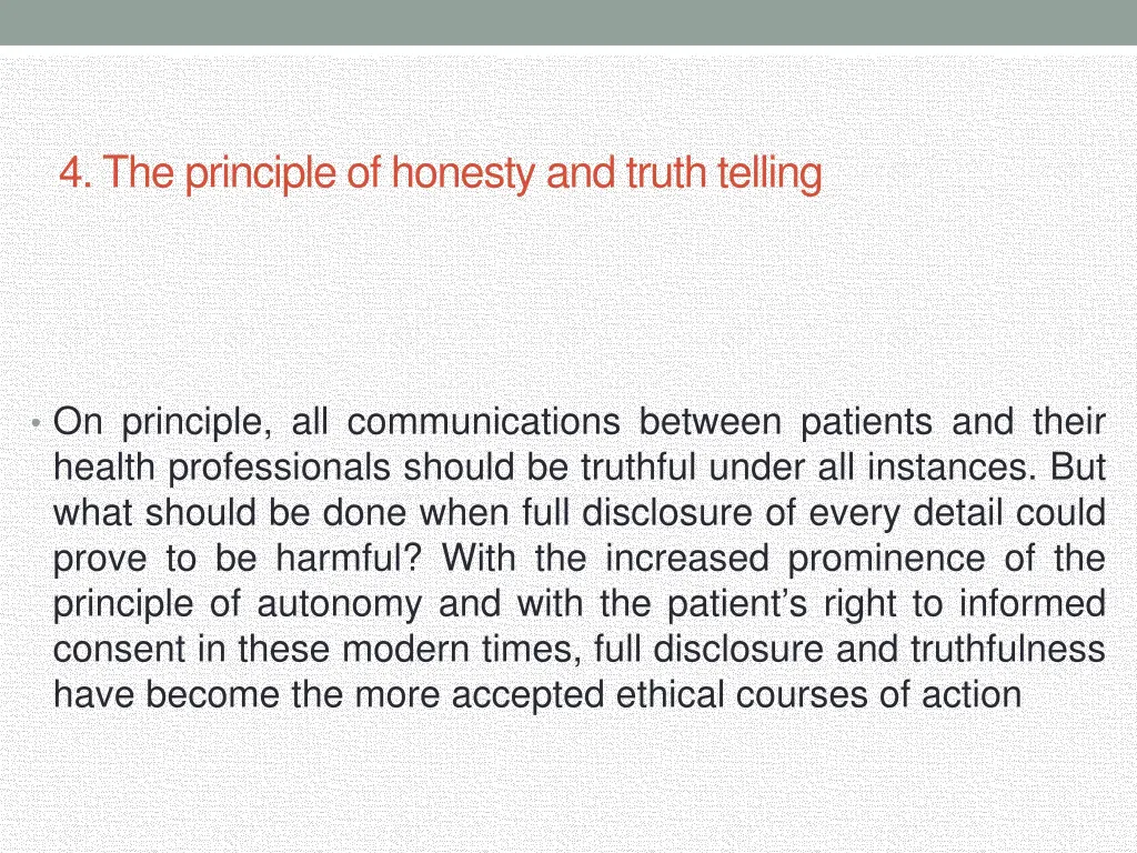 4 the principle of honesty and truth telling