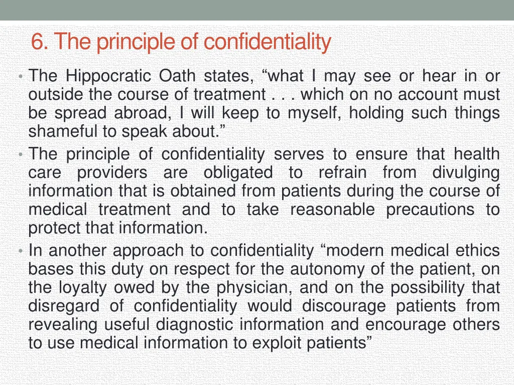 6 the principle of confidentiality