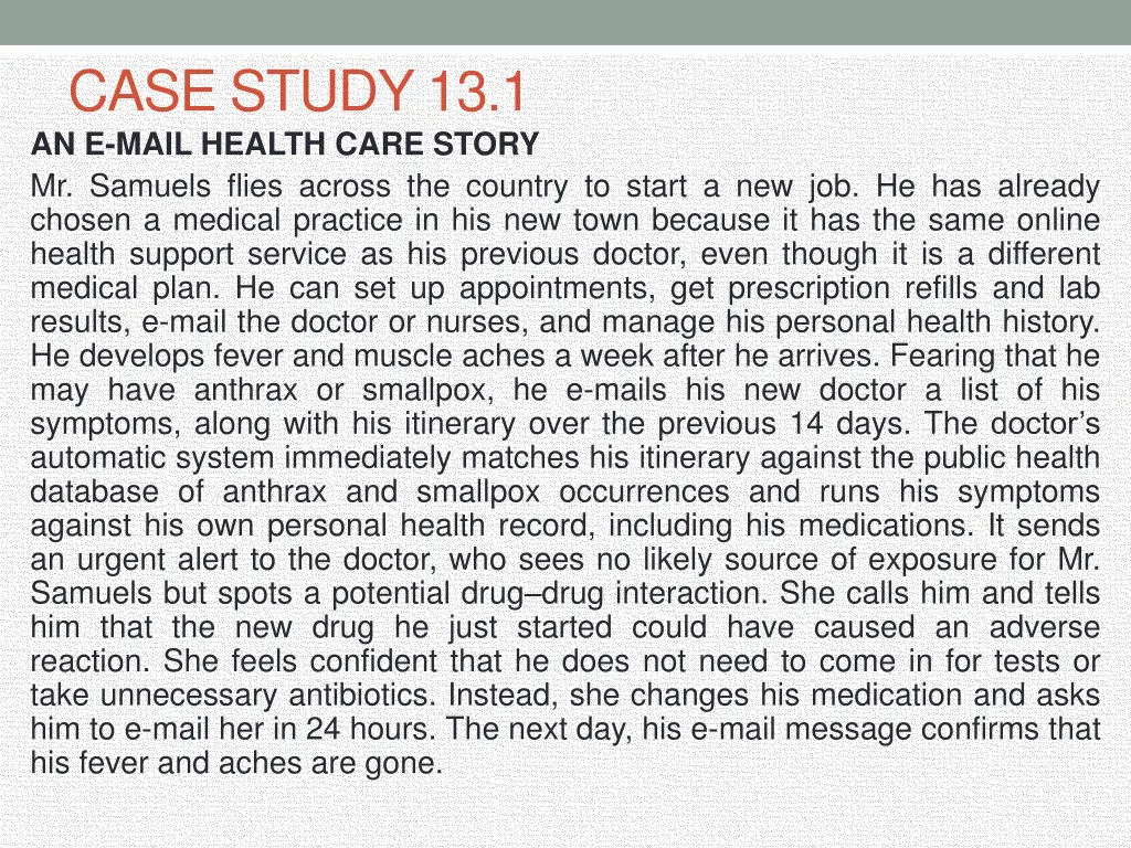 case study 13 1 an e mail health care story