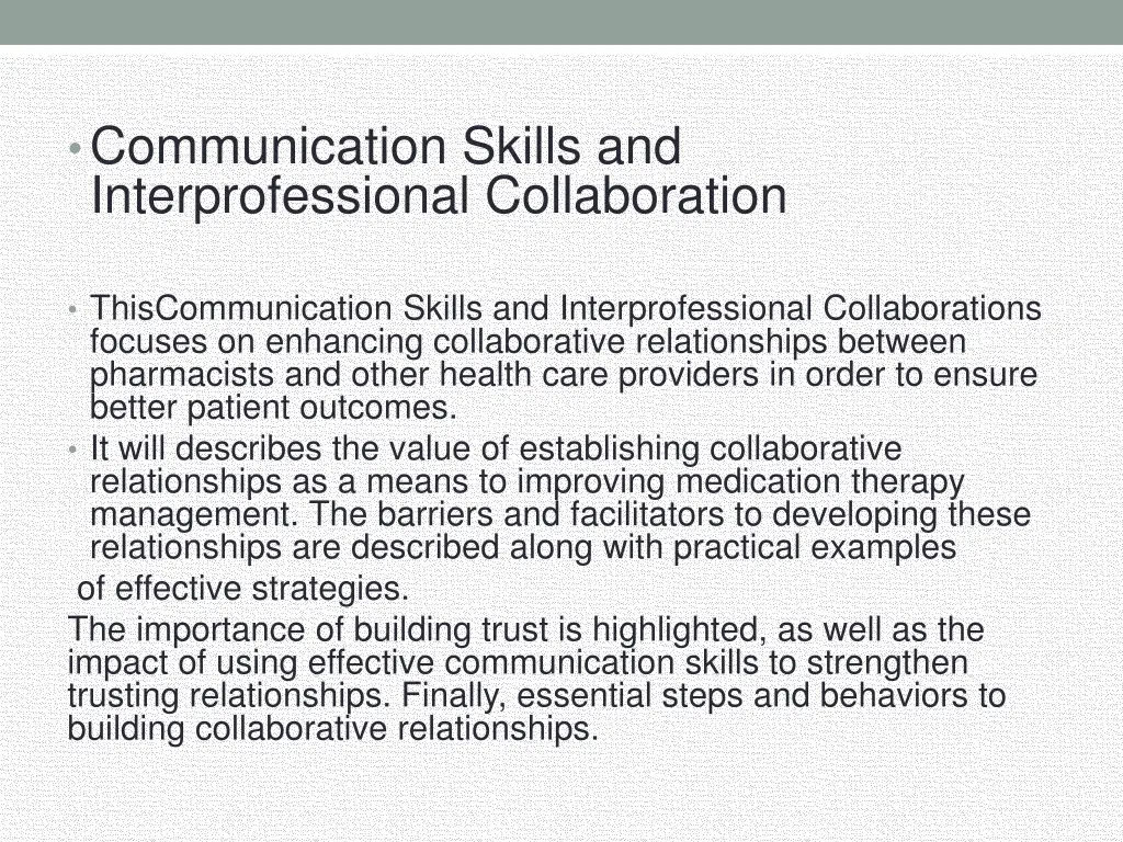 communication skills and interprofessional