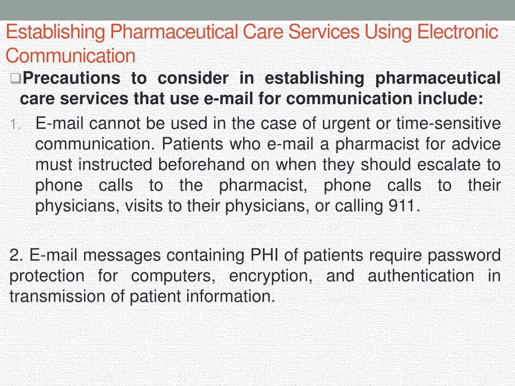 establishing pharmaceutical care services using