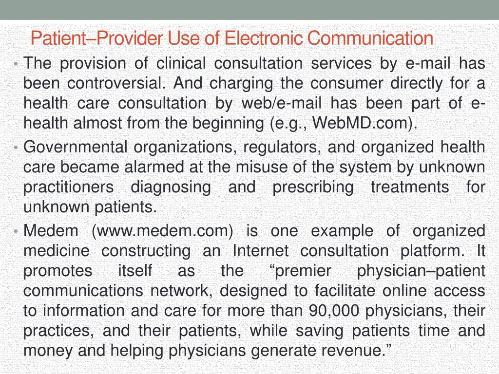 patient provider use of electronic communication