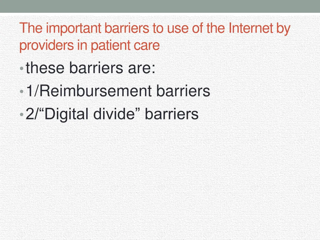 the important barriers to use of the internet