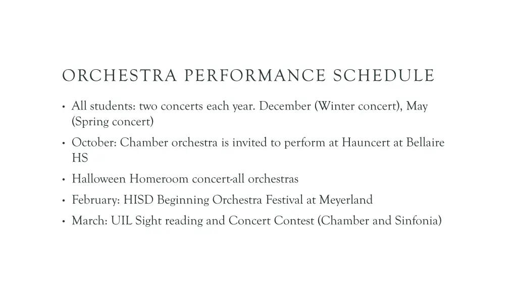 orchestra performance schedule