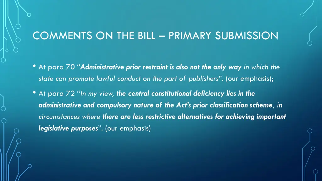 comments on the bill primary submission 2