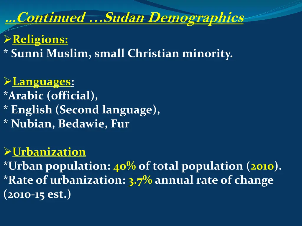 continued sudan demographics