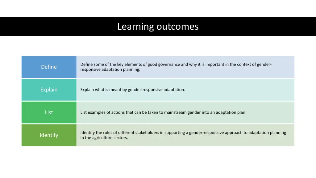 learning outcomes