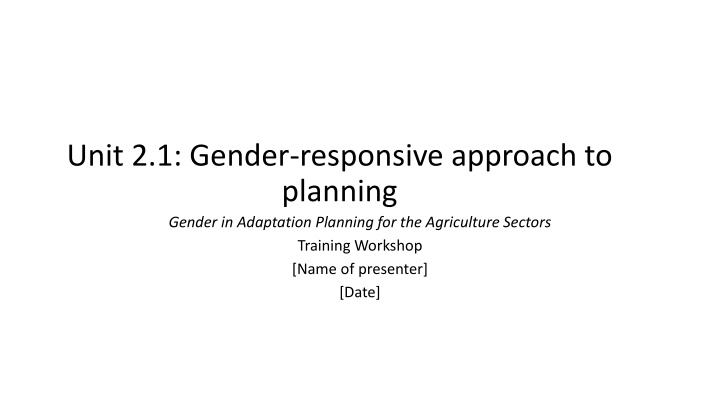 unit 2 1 gender responsive approach to planning