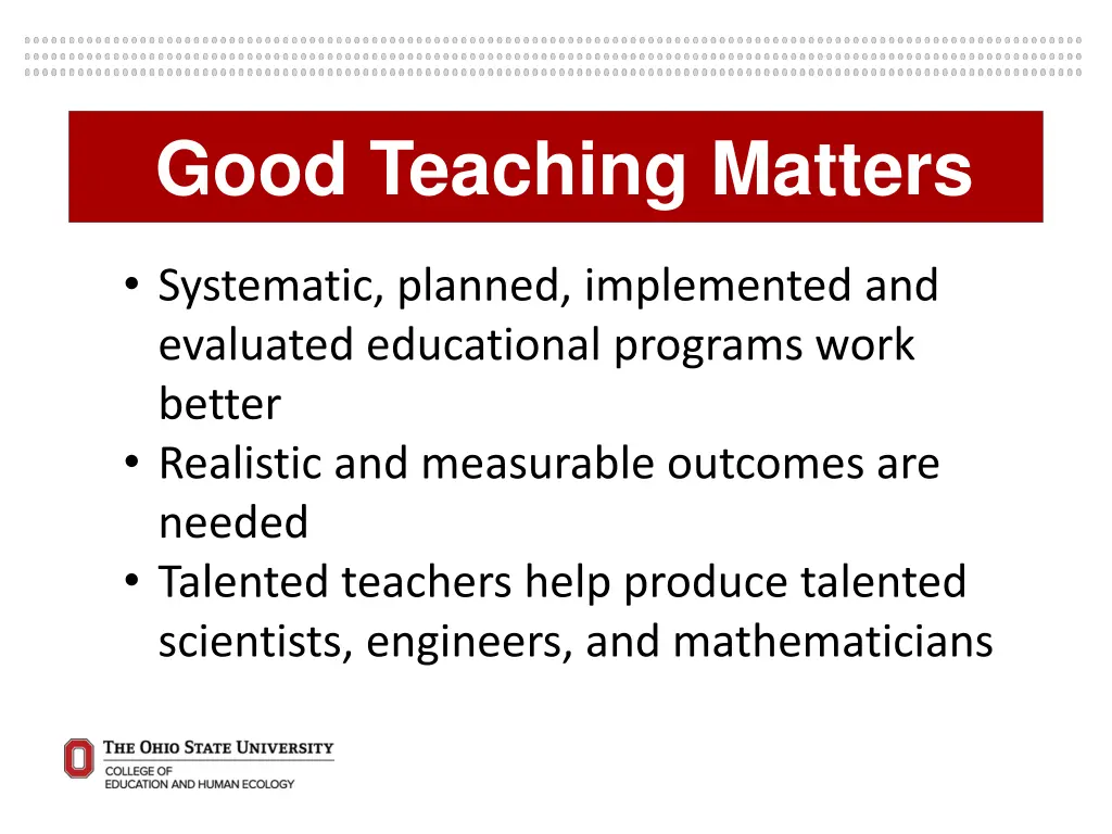 good teaching matters