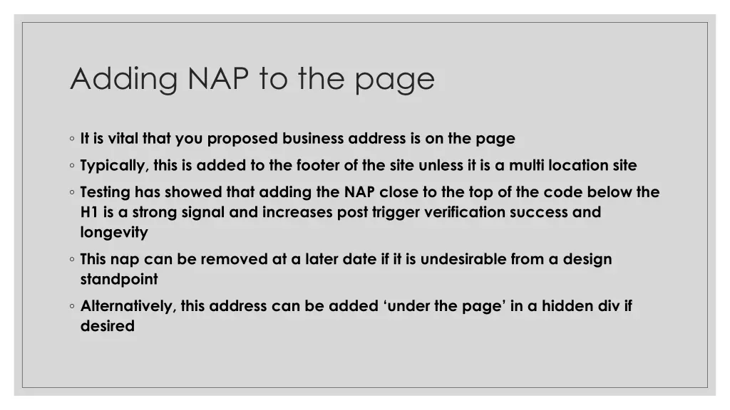 adding nap to the page