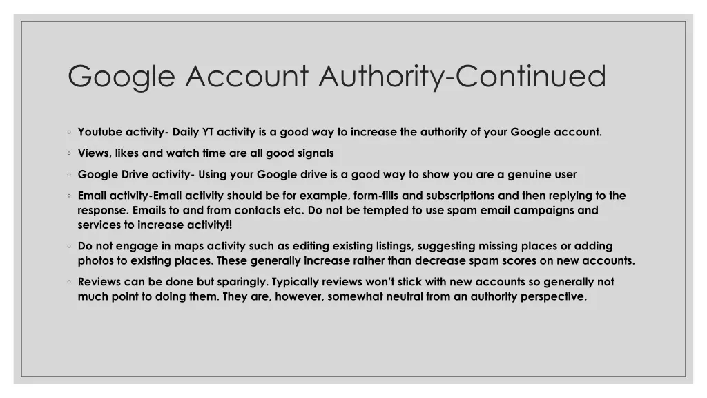 google account authority continued