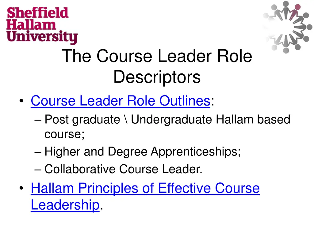 the course leader role descriptors course leader