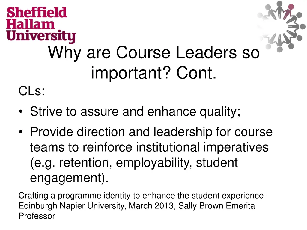 why are course leaders so important cont