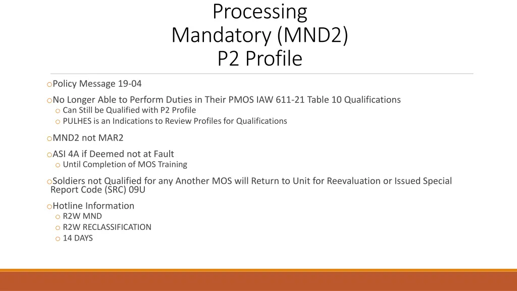 processing mandatory mnd2 p2 profile