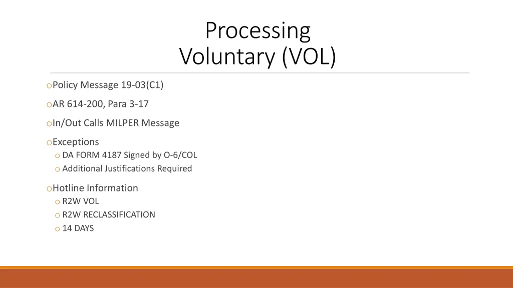 processing voluntary vol